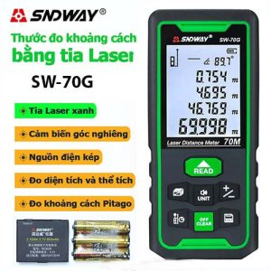 MÁY ĐO KHOẢNG CÁCH LASER 70M SNDWAY SW-70G TIA XANH ĐO XA 70M