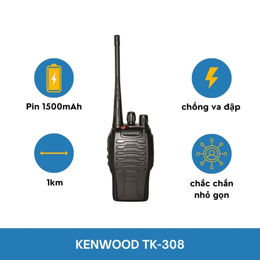 BỘ ĐÀM KENWOOD TK-308 (1KM) - Ảnh 2